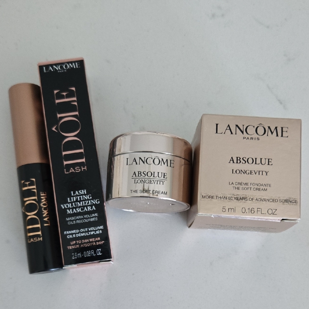New In Box Lancôme Lash Idôle Volumizing Mascara & Absolue Longevity Soft Cream